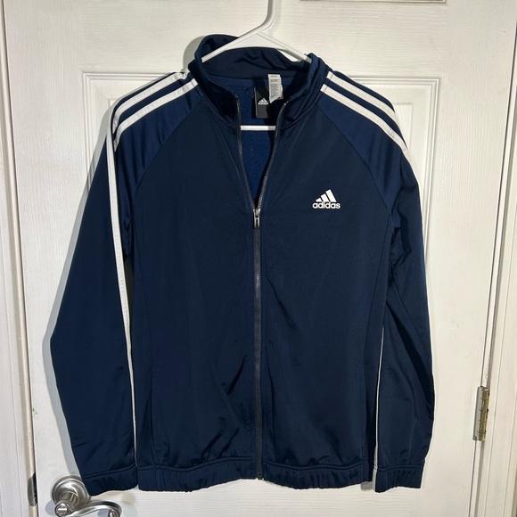 Adidas Navy Blue track suit jacket. Full Zip. Womens Medium. Athletic - Picture 1 of 15